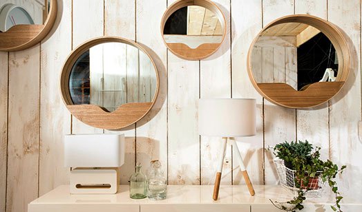Espejos redondos de madera