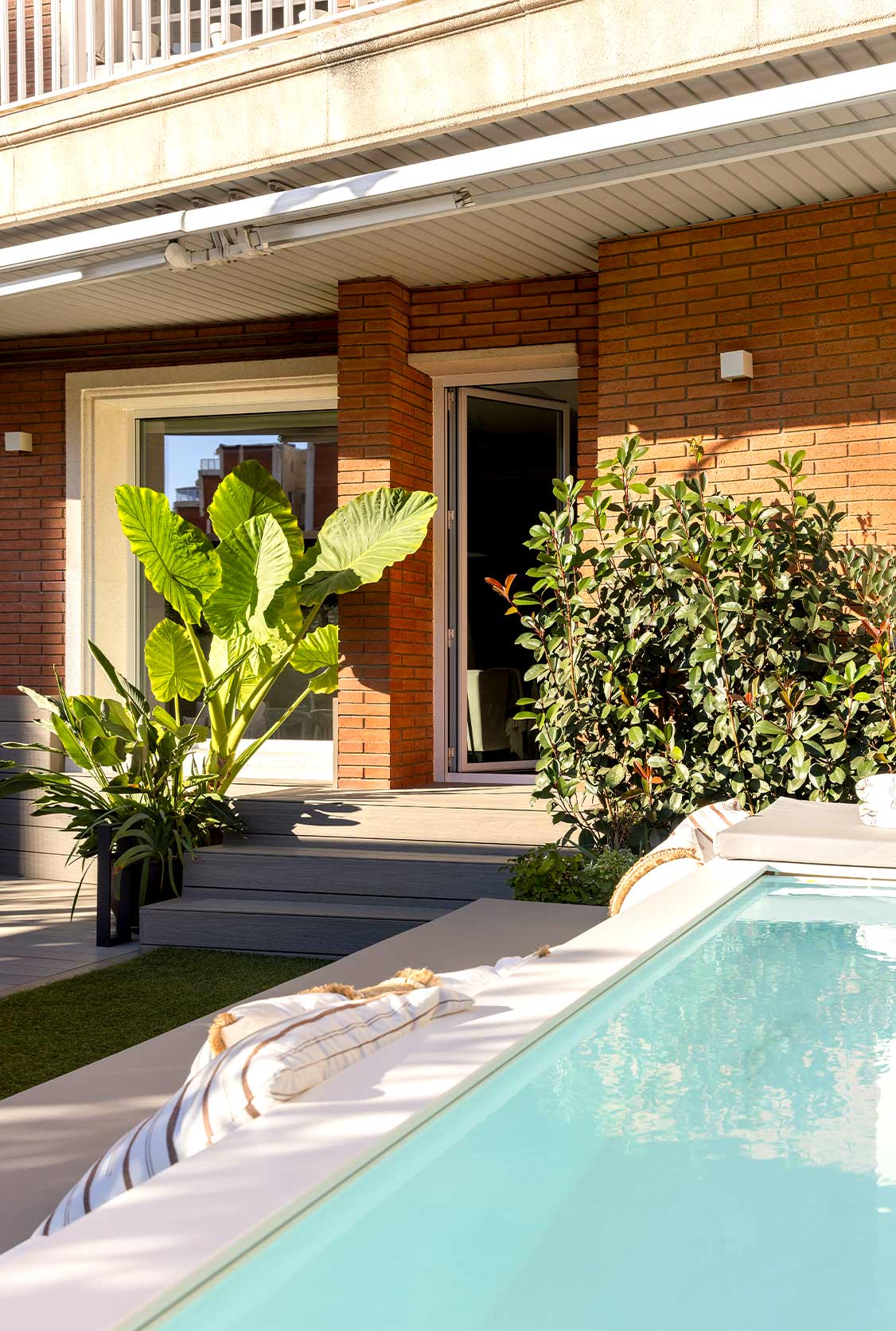 Piscina con plantas